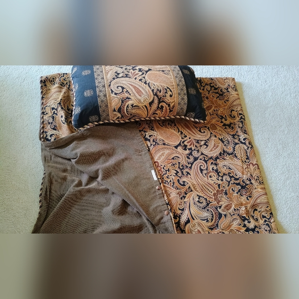 EASTERN ACCENTS KING DUVET Cover And Pillow EMBROIDERED Paisley TAPESTRY